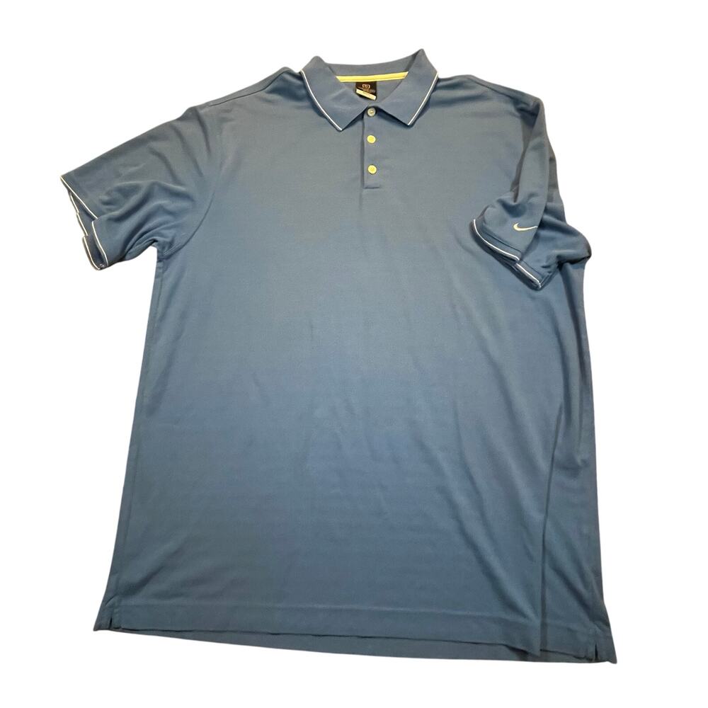 Nike Golf Dri Fit Polo Shirt Men XXL Blue Golf Short Sleeve Casual Swoosh
